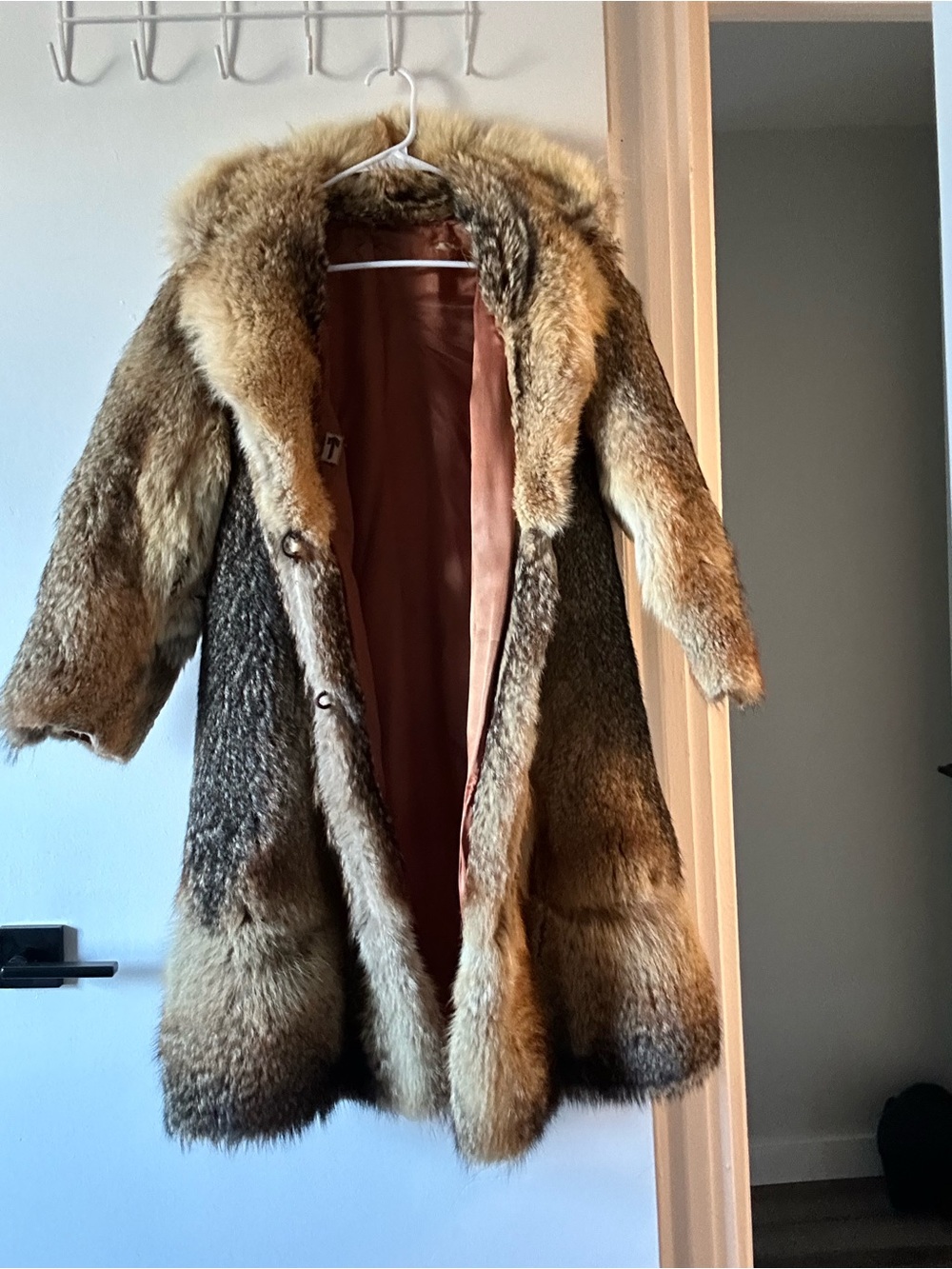 Vintage Brown Fur Coat with Plush Collar